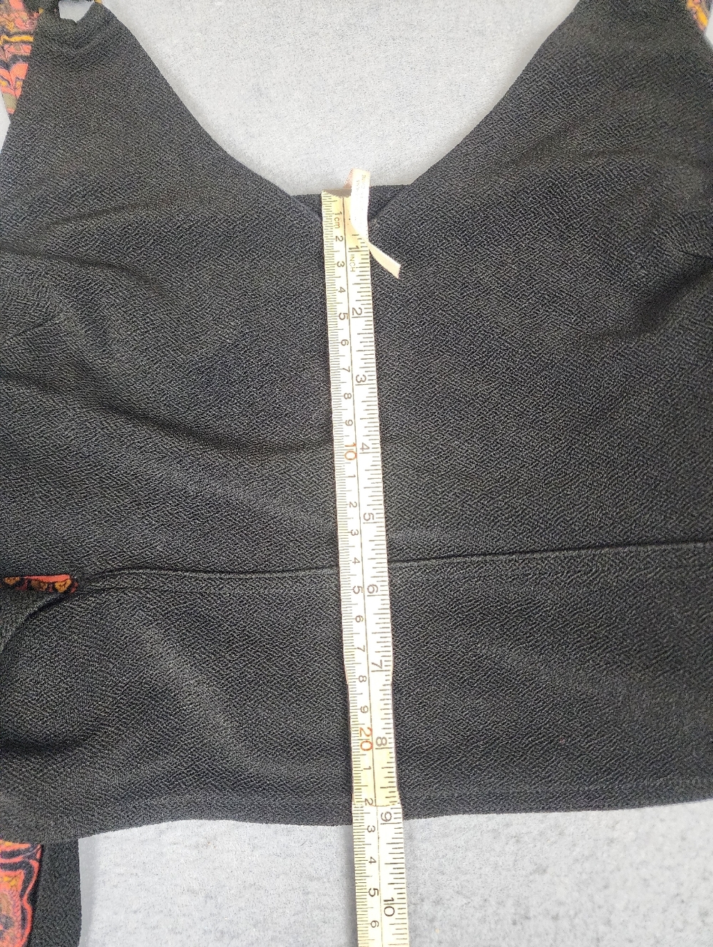 Free People Womens Black V-Neck  Crop Top with Patterned Tie Halter Small - Picture 9 of 11